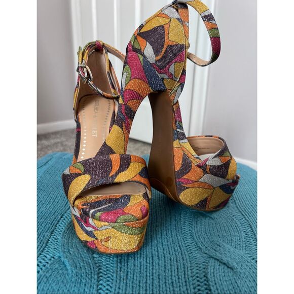 Chelsea & Violet Indi Vintage Print Platform Sandals - Picture 2 of 7